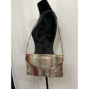 Nuline Satin Taffeta Striped Clutch